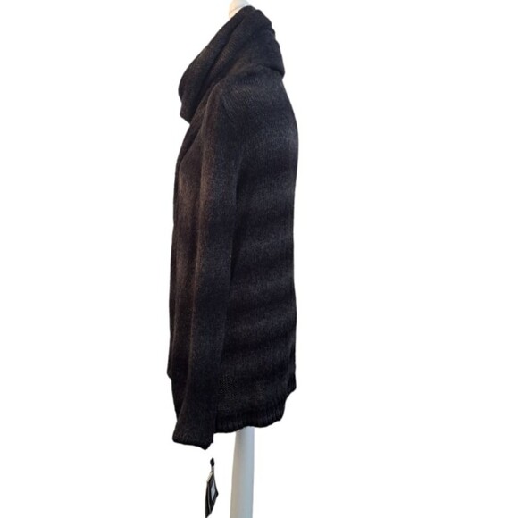 Elie Tahari Woman's Knit Open Cardigan Removable Scarf Grey Black Long Sleeves L - Picture 6 of 10